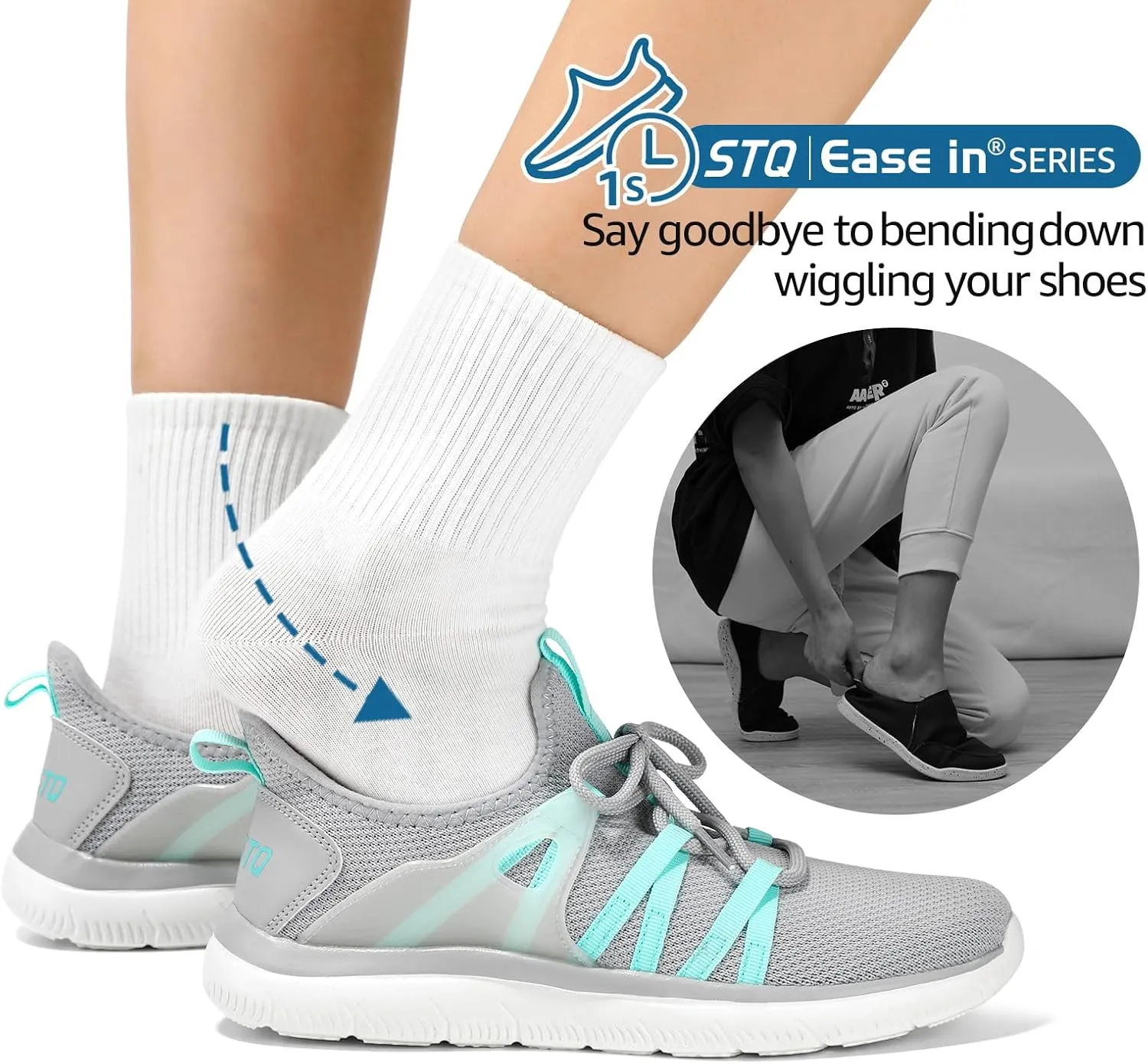 STQ Womens Slip on Sneakers Breathable Tennis Arch Support Comfortable Walking Shoes Plantar Fasciitis Orthopedic Workout Gym Cross Training Athletic Standing