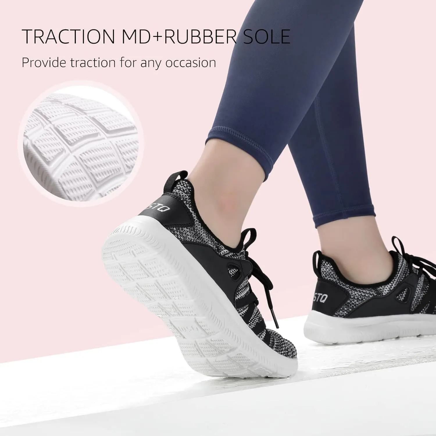 STQ Womens Slip on Sneakers Breathable Tennis Arch Support Comfortable Walking Shoes Plantar Fasciitis Orthopedic Workout Gym Cross Training Athletic Standing