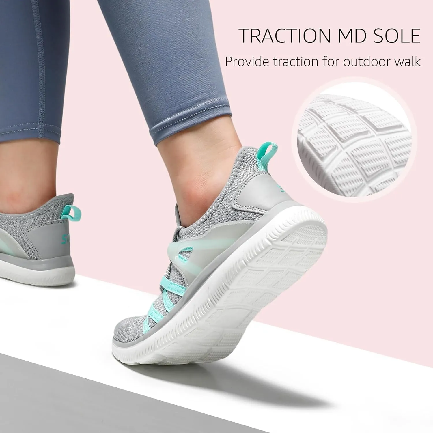 STQ Womens Slip on Sneakers Breathable Tennis Arch Support Comfortable Walking Shoes Plantar Fasciitis Orthopedic Workout Gym Cross Training Athletic Standing