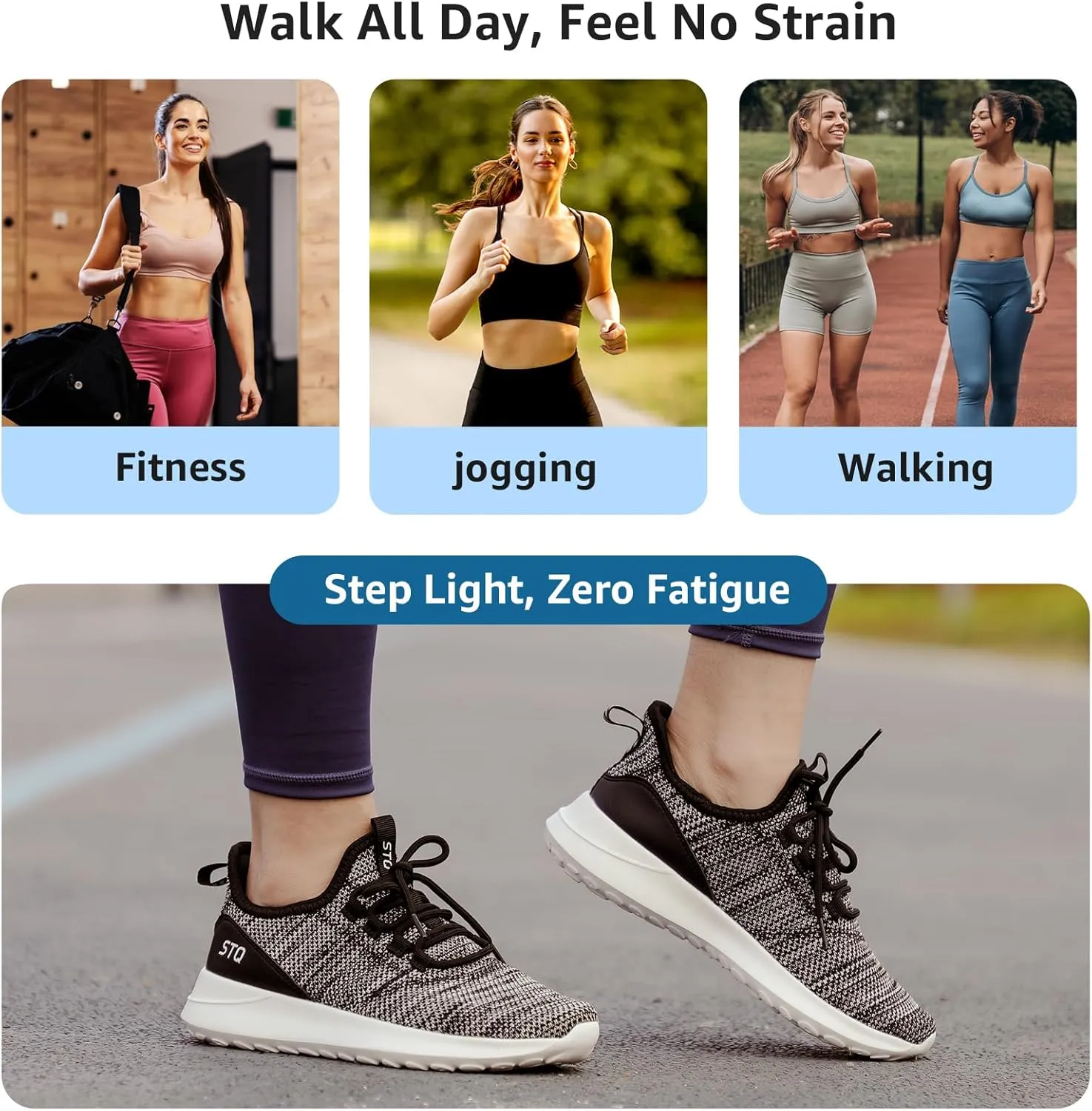 STQ Womens Slip On Sneakers Tennis Walking Orthopedic Shoes Breathable Athletic Gym Workout Cross Training Sneakers