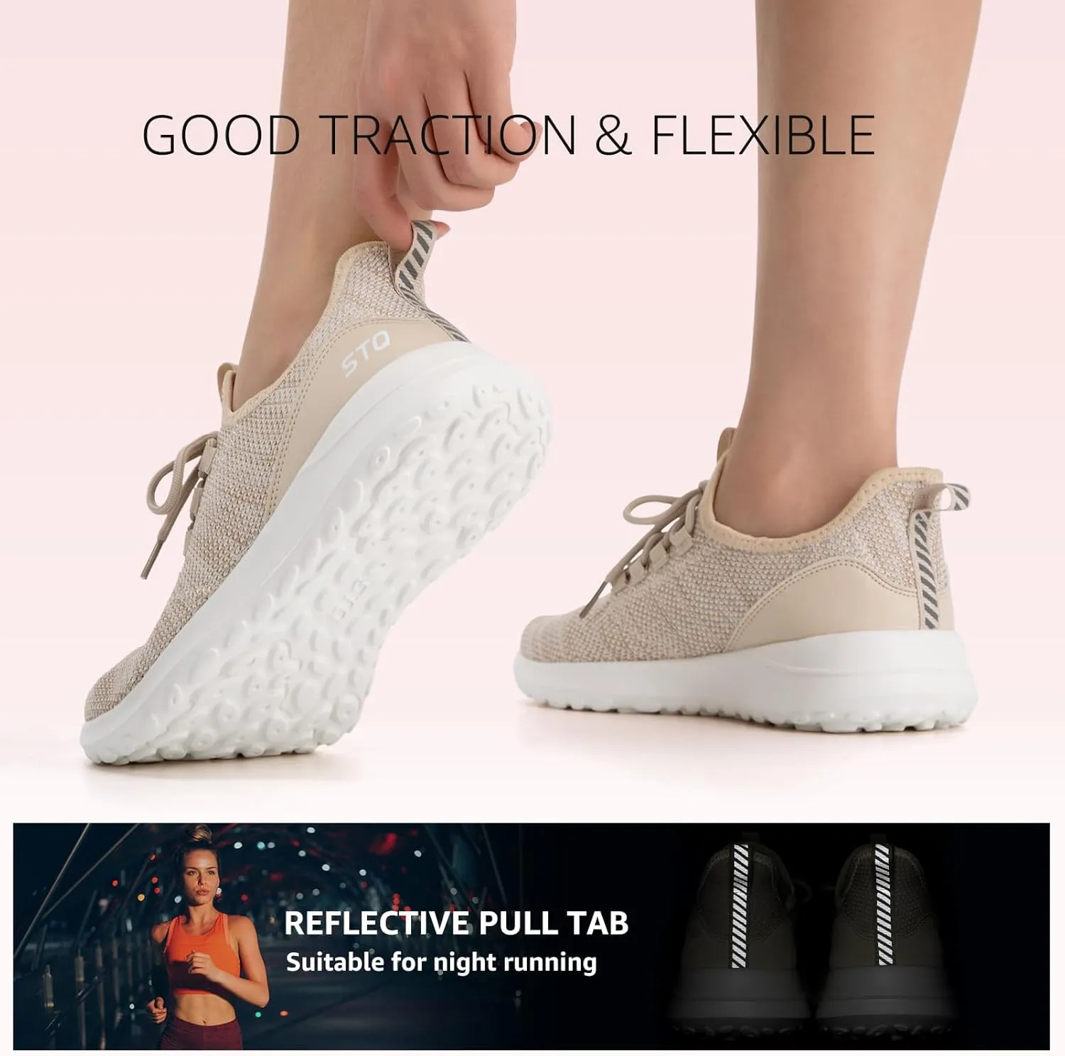 STQ Womens Slip On Sneakers Tennis Walking Orthopedic Shoes Breathable Athletic Gym Workout Cross Training Sneakers