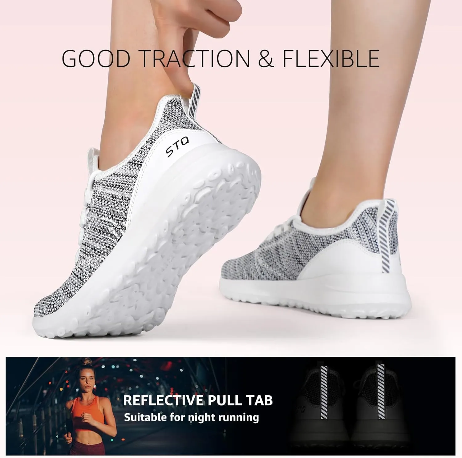 STQ Womens Slip On Sneakers Tennis Walking Orthopedic Shoes Breathable Athletic Gym Workout Cross Training Sneakers