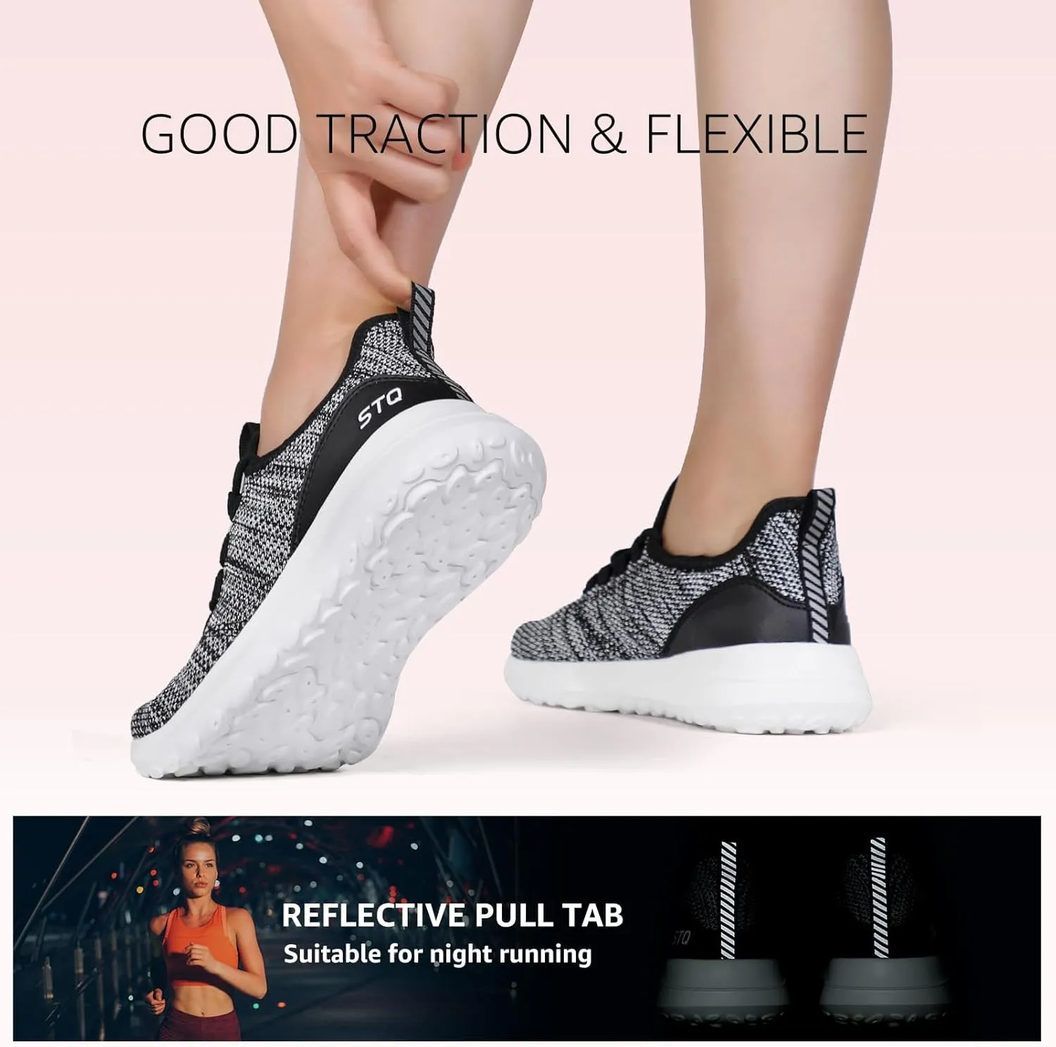 STQ Womens Slip On Sneakers Tennis Walking Orthopedic Shoes Breathable Athletic Gym Workout Cross Training Sneakers