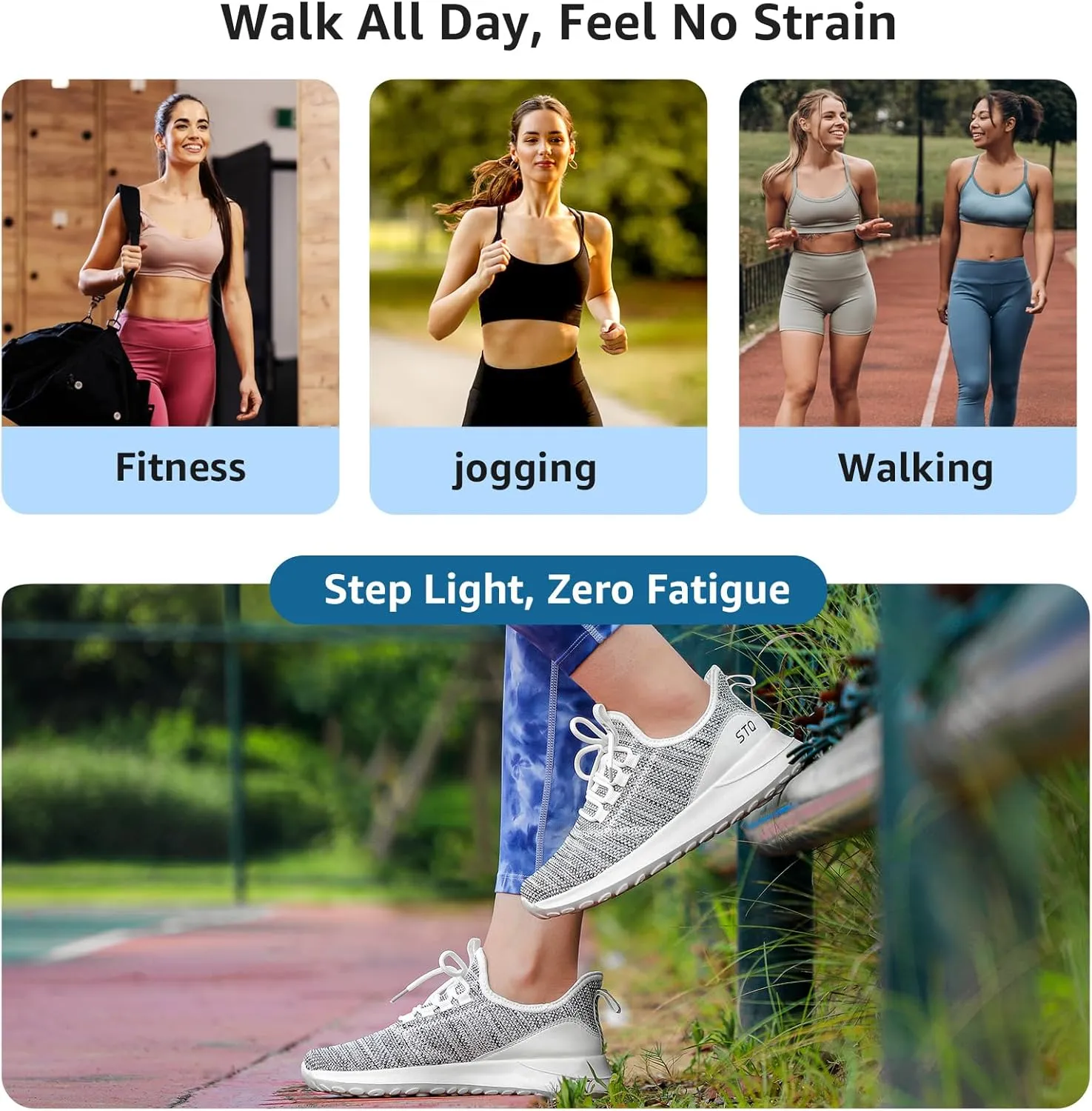 STQ Womens Slip On Sneakers Tennis Walking Orthopedic Shoes Breathable Athletic Gym Workout Cross Training Sneakers
