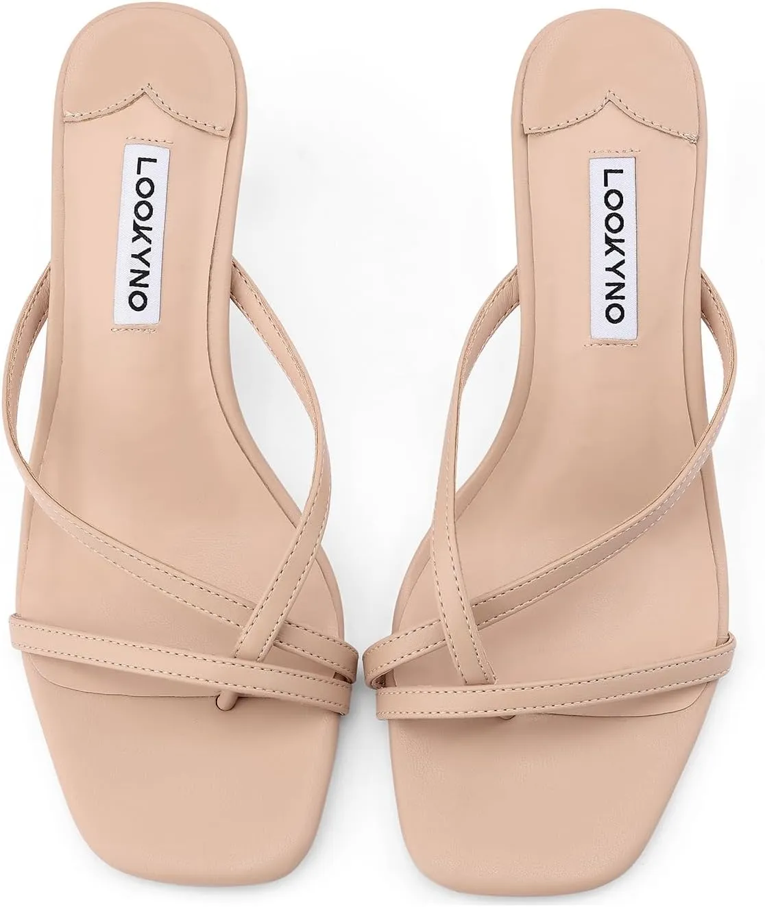 Strappy Kitten Heels for Women Square Open Toe Heeled Thong Sandals Low Heel Sexy Trendy Flip Flop Party Casual