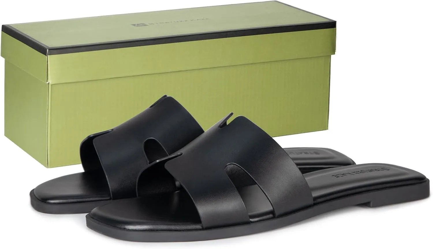 Stratuxx Kaze Open Toe Flat Dress Sandals Womens Slide Comfortable Summer Black, White, Tan Sandals for Women