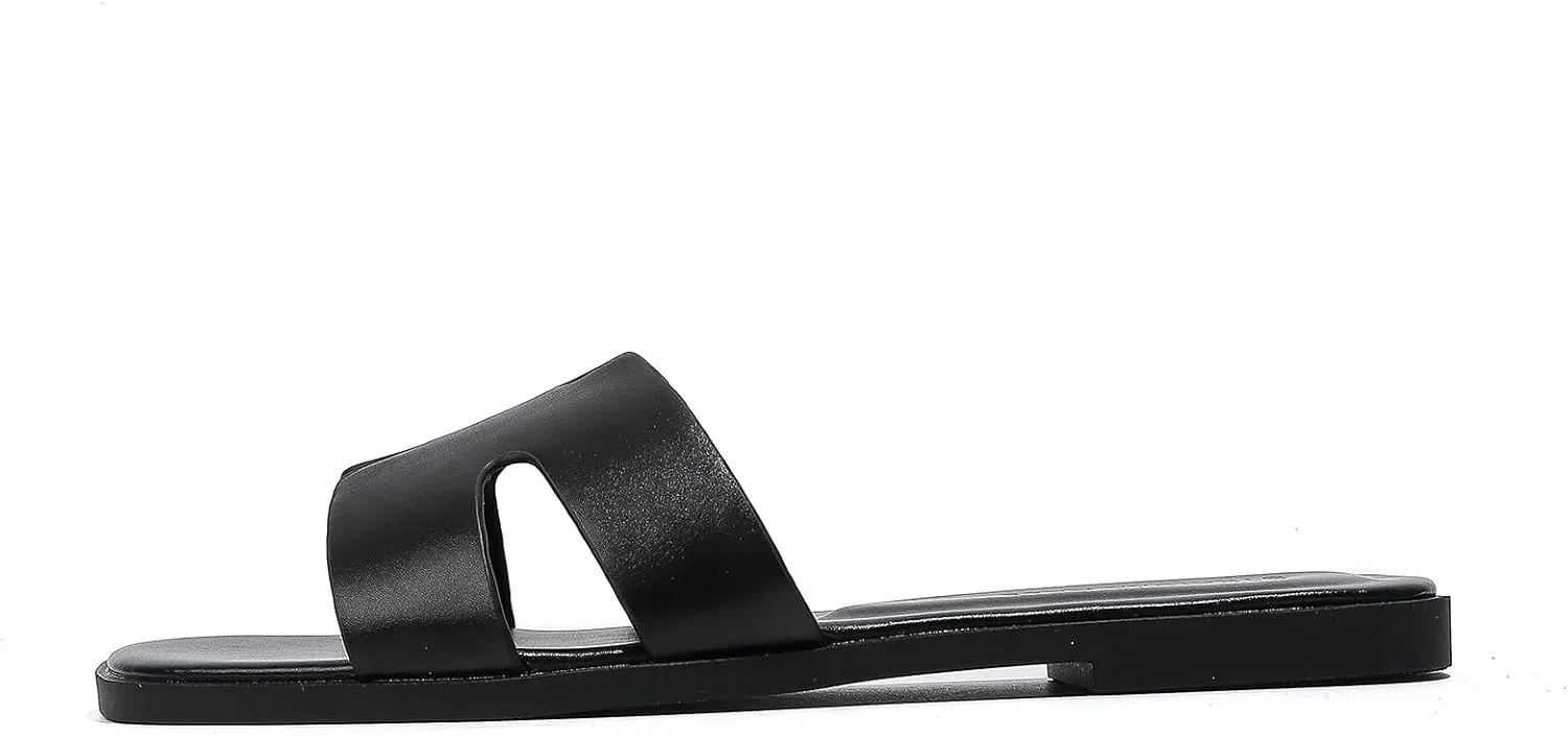 Stratuxx Kaze Open Toe Flat Dress Sandals Womens Slide Comfortable Summer Black, White, Tan Sandals for Women