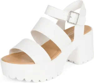 STYLISH S MARIA-S - Womens Open Toe Double Band Chunky Block Heel Lug Sole Platform Sandals With Adjustable Ankle Buckle