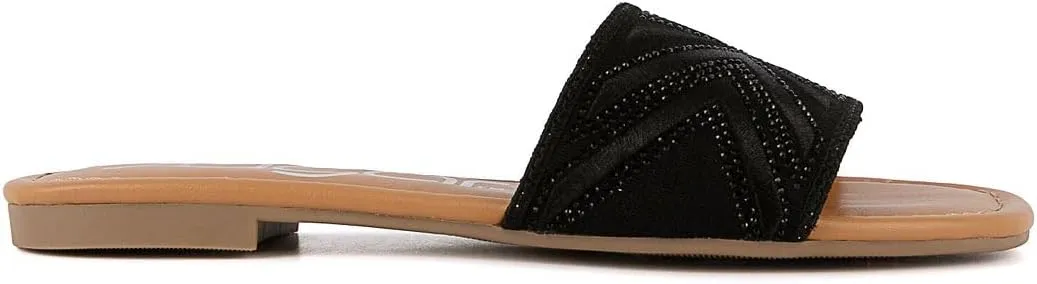 Sugar Women's Slide Sandals – Stylish Slip-On Flats for Casual, Dressy, Beach, or Pool Wear