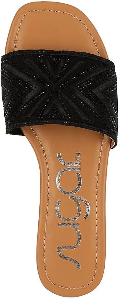 Sugar Women's Slide Sandals – Stylish Slip-On Flats for Casual, Dressy, Beach, or Pool Wear