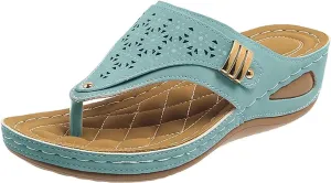 Summer Flip-Flops for Women 2025 Orthopedic Sandals Breathable Hollow Sandals with Arch Support Fashion Causal Wedge Sandal Wide Width Boho Slipper Summer Beach Comfortable Slipper 2025