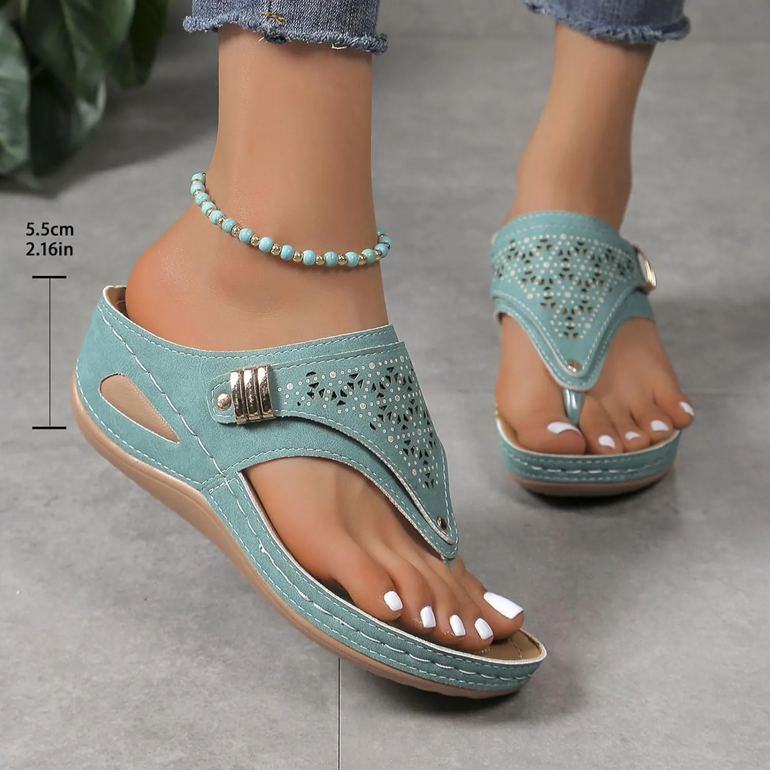Summer Flip-Flops for Women 2025 Orthopedic Sandals Breathable Hollow Sandals with Arch Support Fashion Causal Wedge Sandal Wide Width Boho Slipper Summer Beach Comfortable Slipper 2025