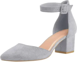 Summer Heeled Sandals for Women Casual Ankle Straps Buckle Pointed Toe Closed Toe Thick Heel High Heels Solid Comfy Ladies Square Heels Shoes Sandalias