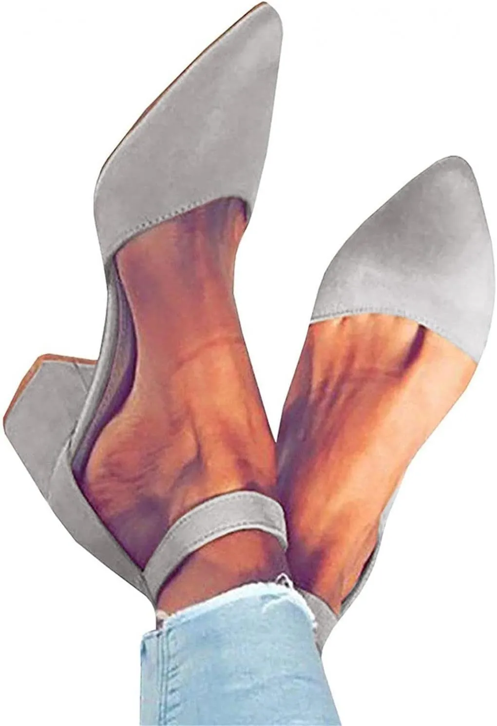 Summer Heeled Sandals for Women Casual Ankle Straps Buckle Pointed Toe Closed Toe Thick Heel High Heels Solid Comfy Ladies Square Heels Shoes Sandalias