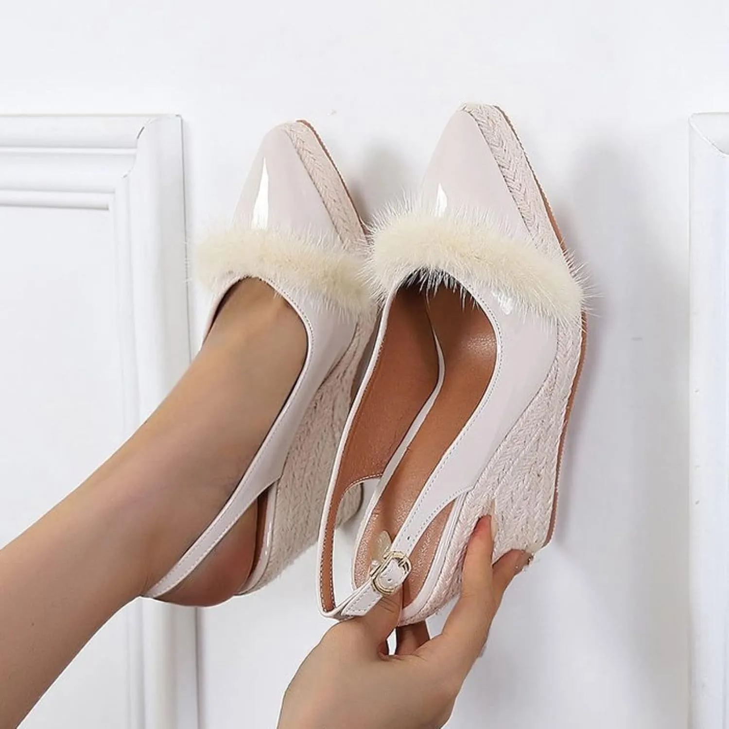 Summer New Wedge Heel Sandals Women Thick Sole Straw Woven Espadrilles Vintage Leather Sandals for Women Dressy