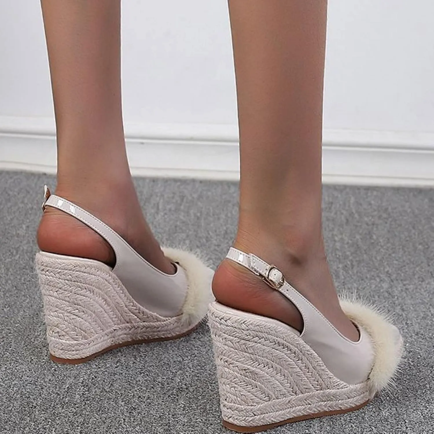Summer New Wedge Heel Sandals Women Thick Sole Straw Woven Espadrilles Vintage Leather Sandals for Women Dressy