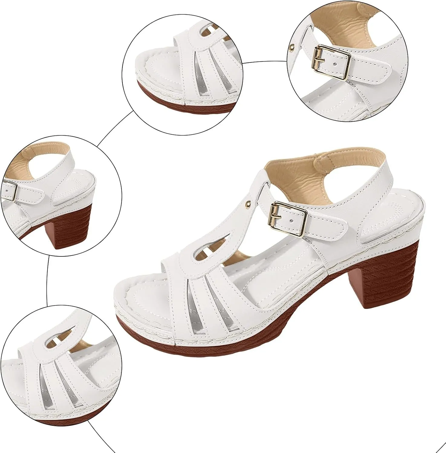 Summer Wedge Sandals For Women Dressy,Arch Support Comfortable Beach Walking Ankle Strap Open Toe Platform Sandals Casual Slip on Outdoor Shoes ﻿For Women Dressy
