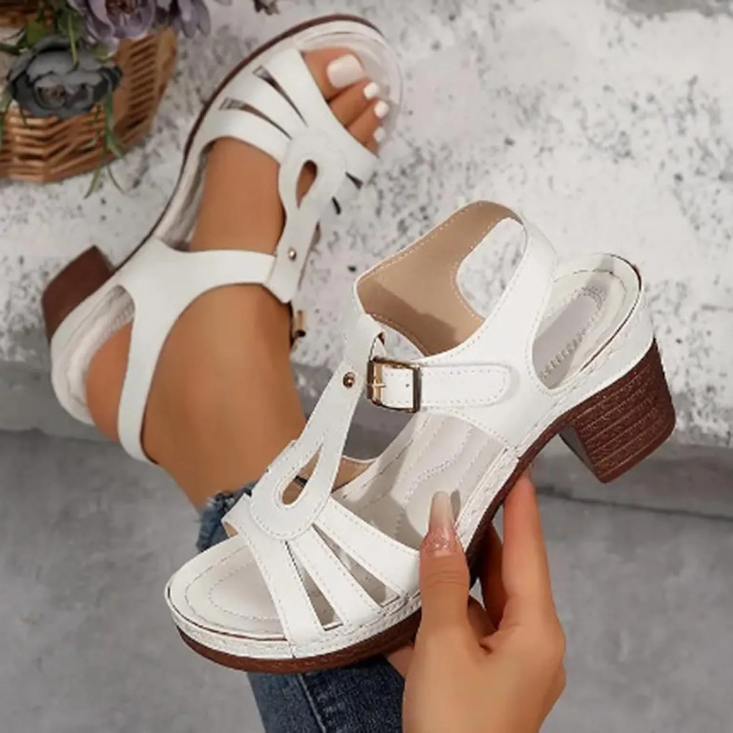 Summer Wedge Sandals For Women Dressy,Arch Support Comfortable Beach Walking Ankle Strap Open Toe Platform Sandals Casual Slip on Outdoor Shoes ﻿For Women Dressy