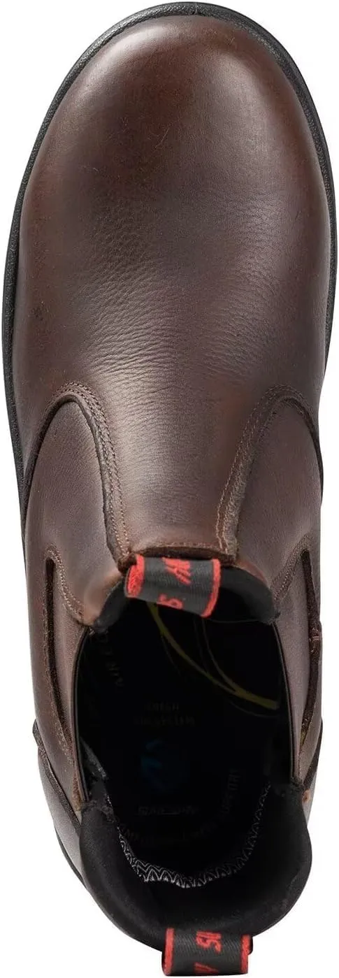 SUREWAY Men's Slip-On Work Boots for Men,Full Grain Leather,Anti-Static,Water/Slip Resistant,Fire Station Mechanic Industrial Construction Safety Boots/Shoes for Men