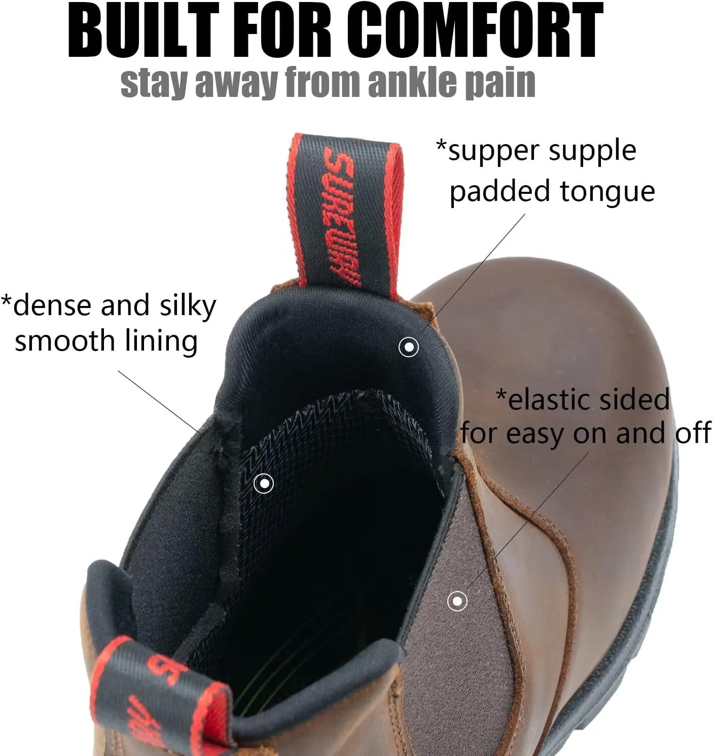 SUREWAY Men's Slip On Work Boots for Men,Upgraded Slip/Water Resistant,Static Dissipative,Fire Station Mechanic Work Boots/Shoes