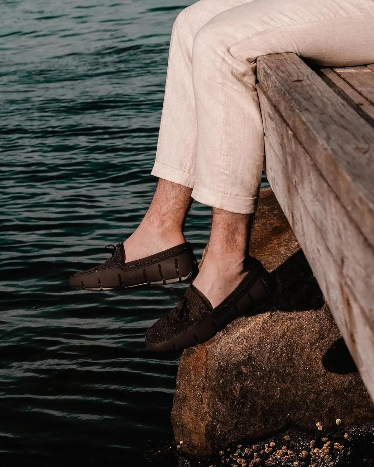 SWIMS Mens Loafers, Braided Lace Casual Slip-Ons Shoes, Fashion Shoe for Beach