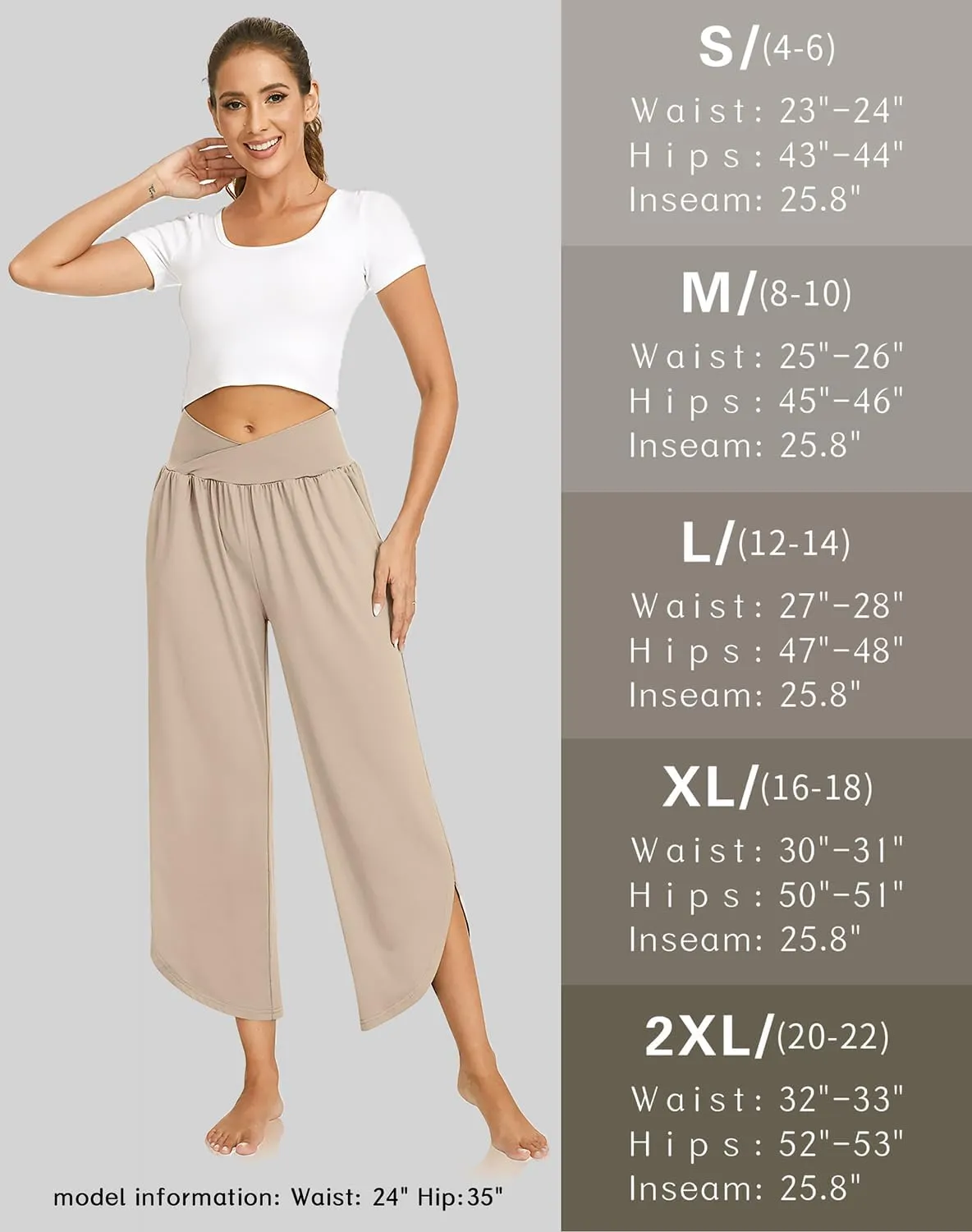 TARSE Wide Leg Pants for Women Cross High Waisted Yoga Pants Casual Lounge Joggers Loose fit Pajama Bottoms with Pockets