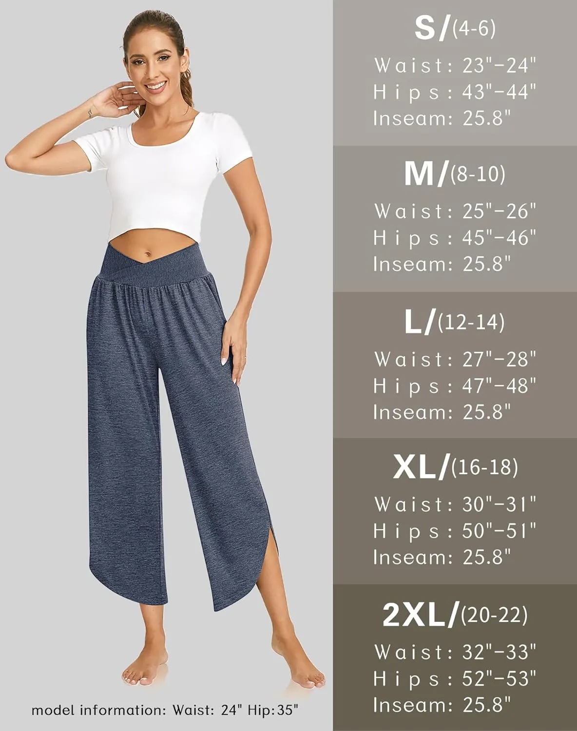 TARSE Wide Leg Pants for Women Cross High Waisted Yoga Pants Casual Lounge Joggers Loose fit Pajama Bottoms with Pockets