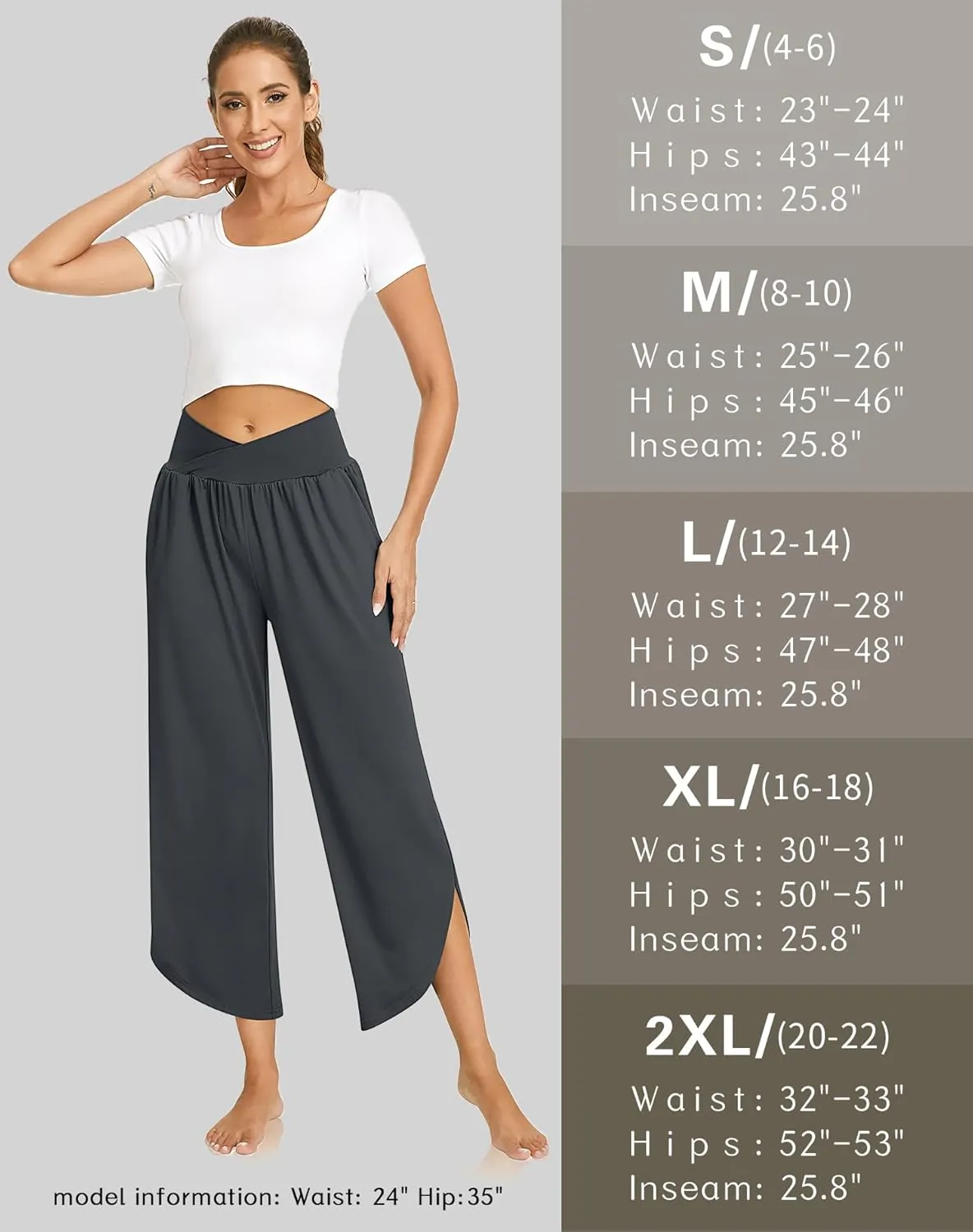 TARSE Wide Leg Pants for Women Cross High Waisted Yoga Pants Casual Lounge Joggers Loose fit Pajama Bottoms with Pockets