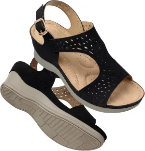 TEMOFON Womens Sandals Wedge Platform: Summer Ankle Strap Open Toe Wedge - Dressy Sandals Women - Comfortable Walking Low Sandal