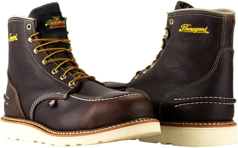 Thorogood 1957 Series 6” Waterproof Moc Toe Work Boots for Men - Soft Toe, Full-Grain Leather with Slip-Resistant Wedge Outsole and Shock-Absorbing Footbed