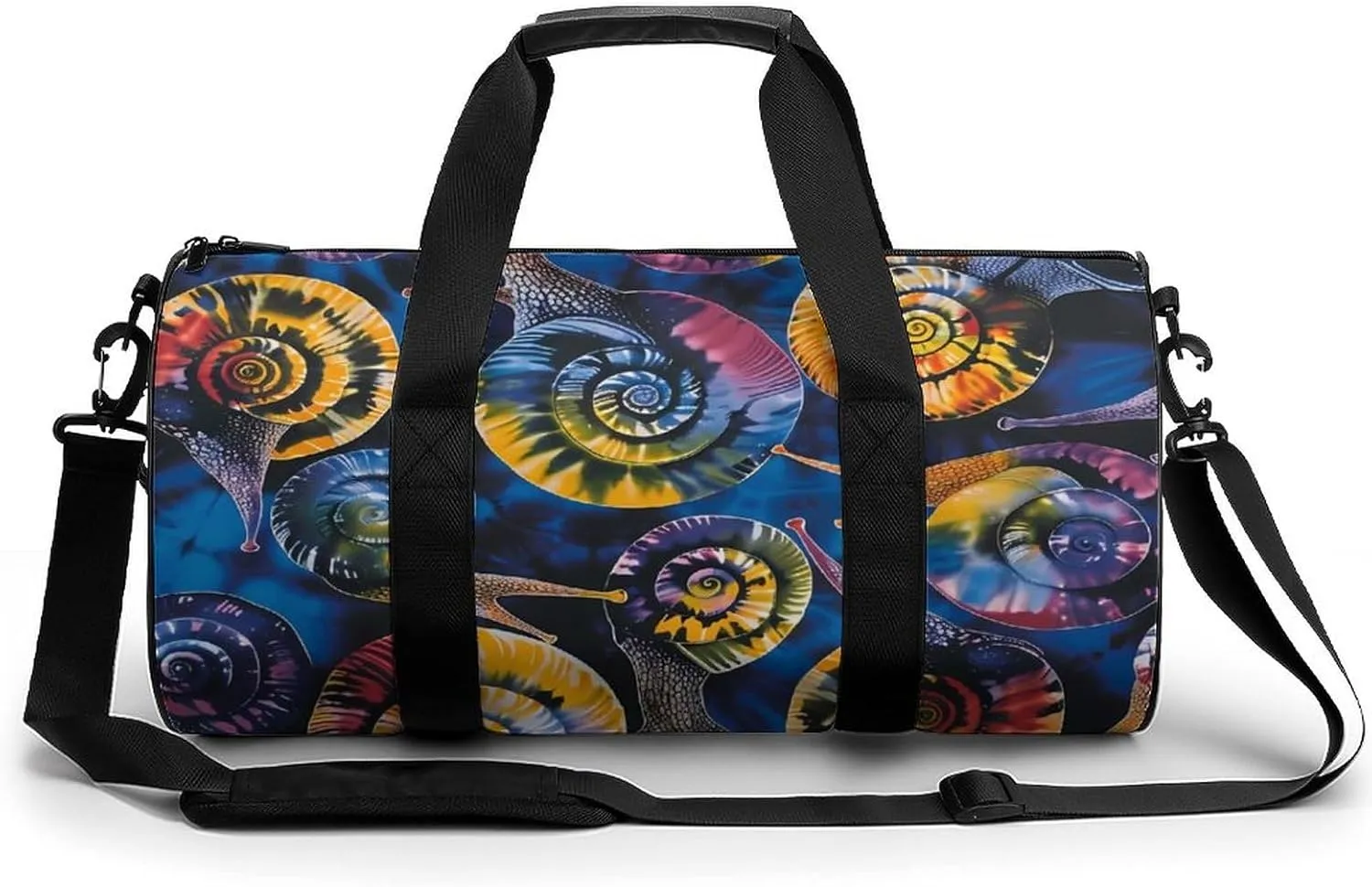Tie Dye Snail Printed Sports Gym Bag for Women Men Travel Duffel Bag Workout Weekender Bags