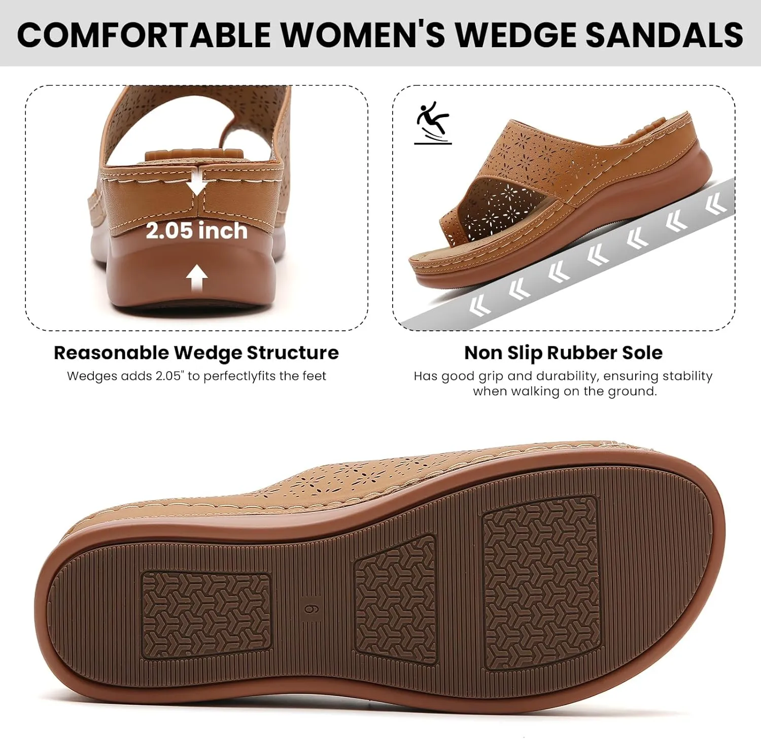 Tilocow Sandals Women Wedge Shoes - Orthopedic Comfortable Arch Support Platform Sandals for Women Wedge Summer Dressy Flip Flop Casual Bunion Breathable Shoes