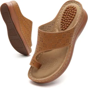 Tilocow Sandals Women Wedge Shoes - Orthopedic Comfortable Arch Support Platform Sandals for Women Wedge Summer Dressy Flip Flop Casual Bunion Breathable Shoes
