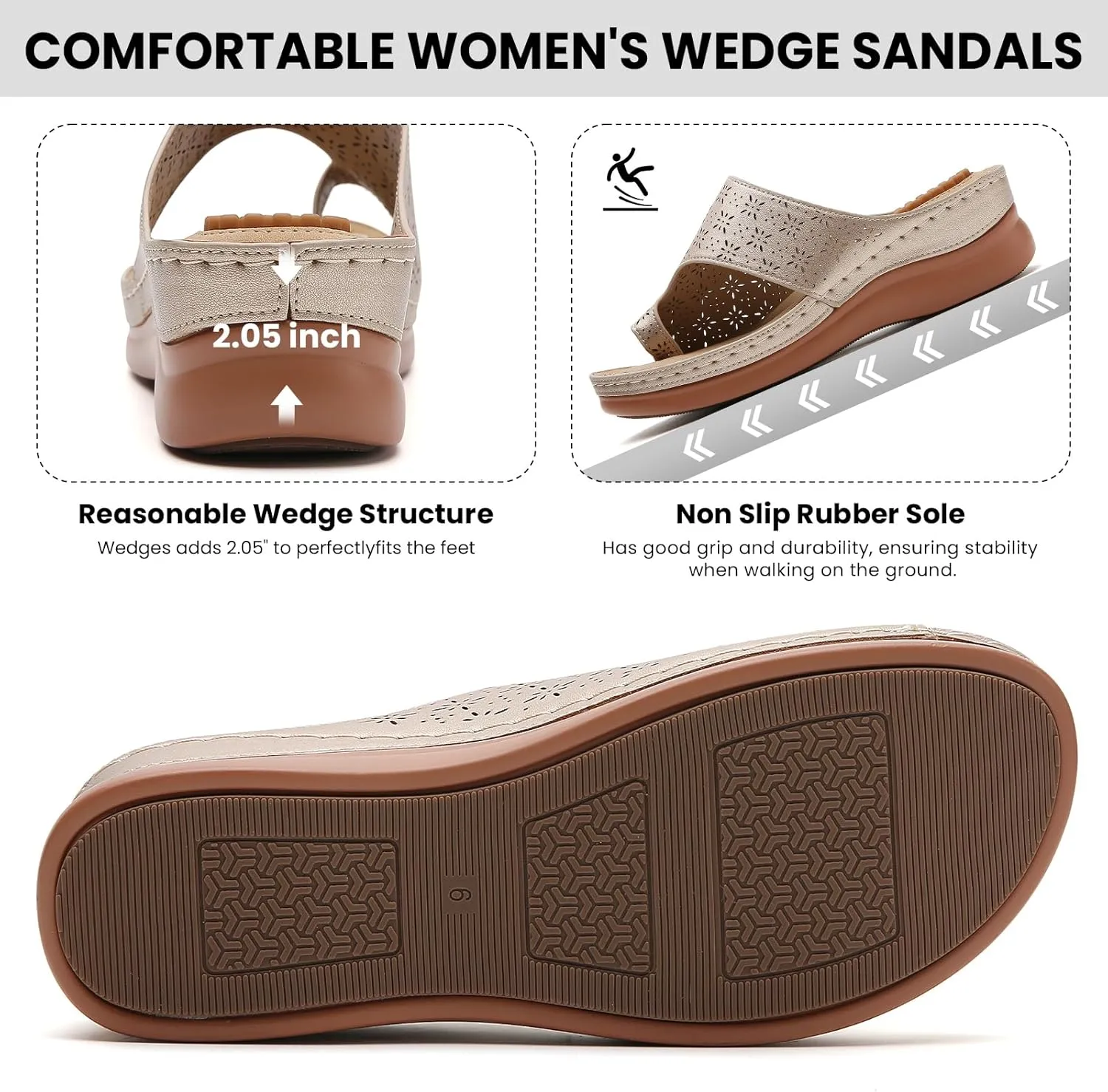 Tilocow Sandals Women Wedge Shoes - Orthopedic Comfortable Arch Support Platform Sandals for Women Wedge Summer Dressy Flip Flop Casual Bunion Breathable Shoes