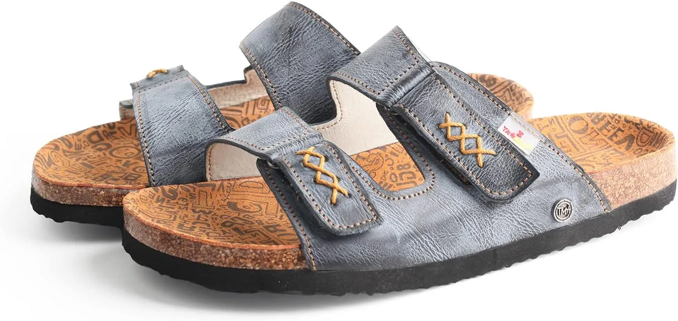 TMA EYES Womens Flat Sandals with Cork Footbed, Open Toe Slides Adjustable Slip On Slippers