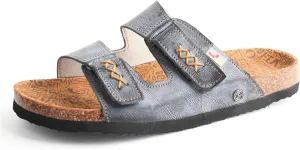 TMA EYES Womens Flat Sandals with Cork Footbed, Open Toe Slides Adjustable Slip On Slippers