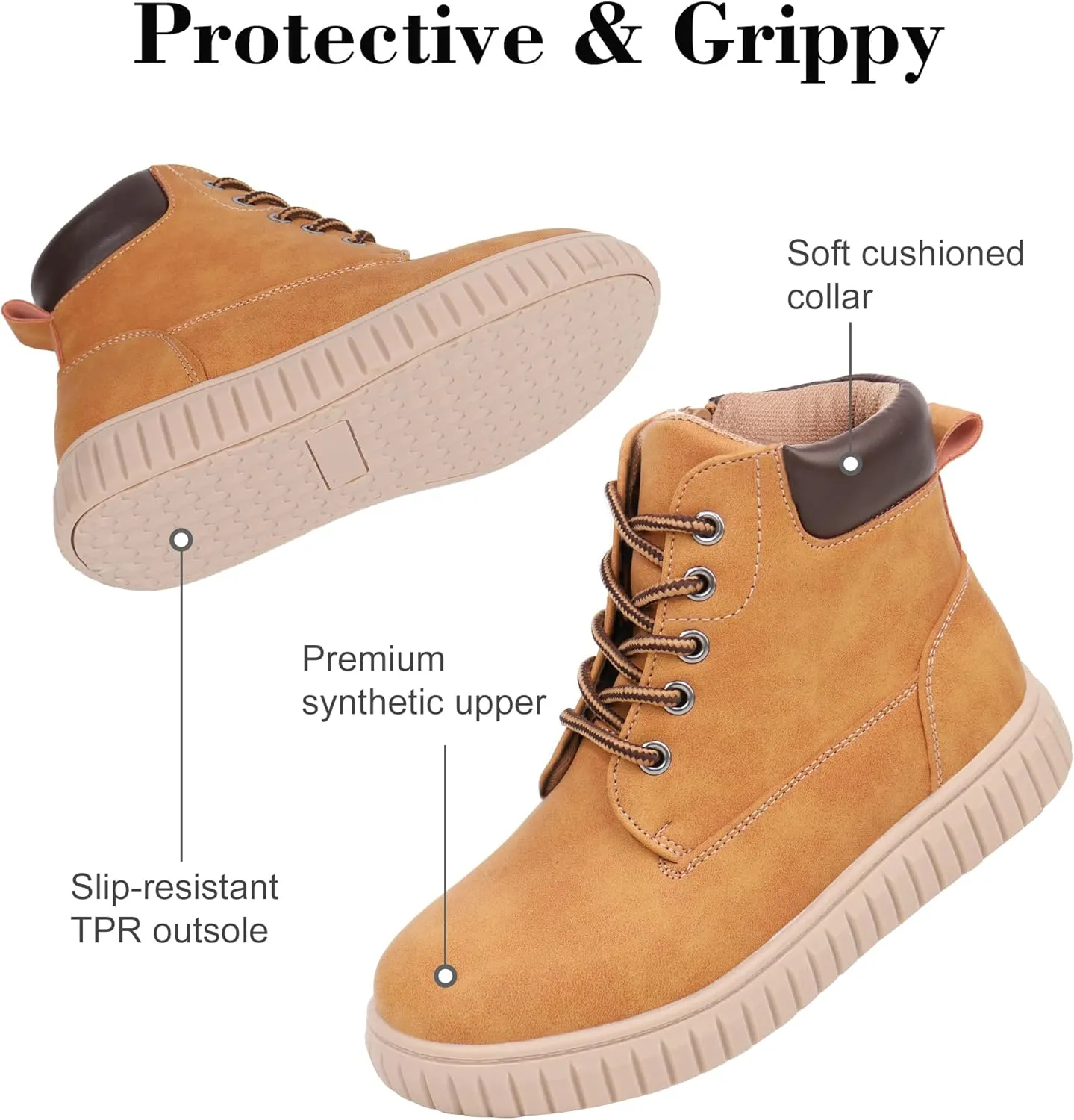 Tobfis Kids Zipper Ankle Boots Kids Sneaker with Boot-Like High Top Design for Boys & Girls(Toddler/Little Kid/Big Kid)