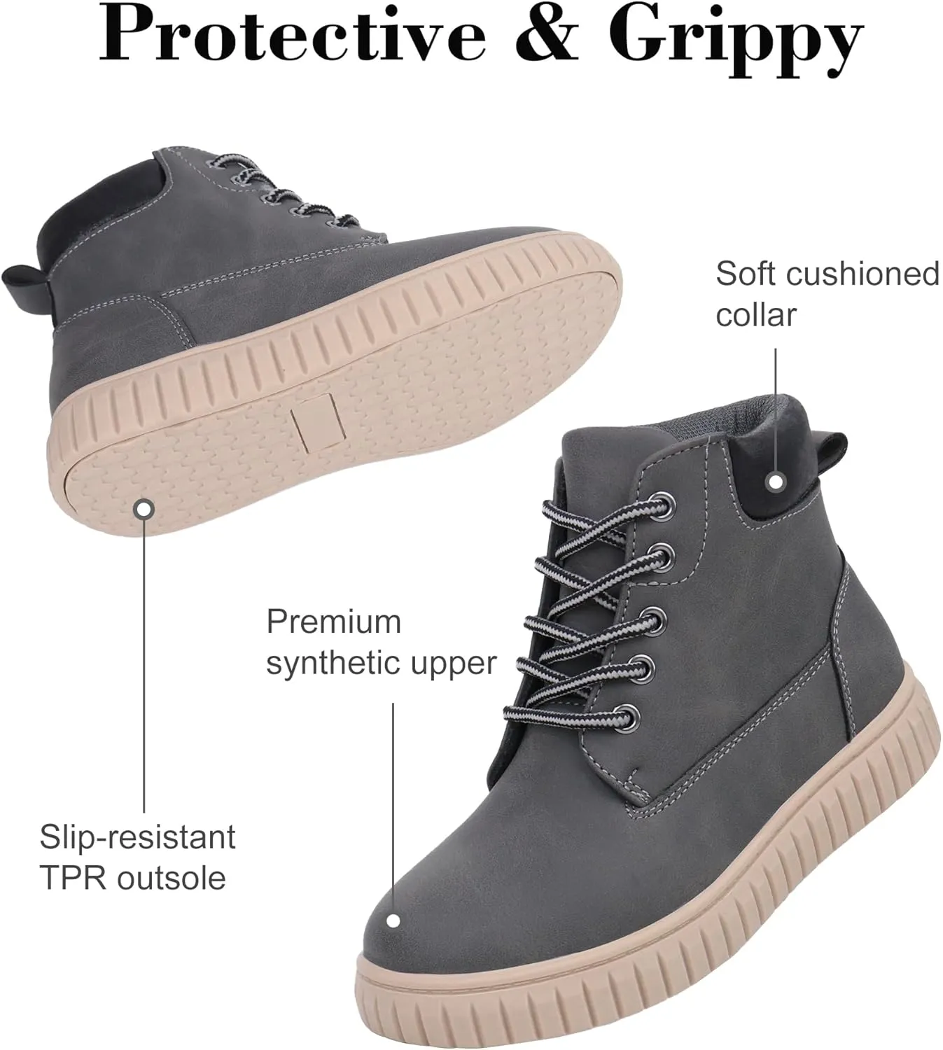 Tobfis Kids Zipper Ankle Boots Kids Sneaker with Boot-Like High Top Design for Boys & Girls(Toddler/Little Kid/Big Kid)