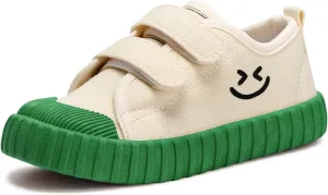 Toddler Boys Girls Slip On Canvas Sneakers Cartoon Dinasour Printed Little Kid Unisex Adjustable Strap Walking Shoes Lazy Shoes with Hook and Loops