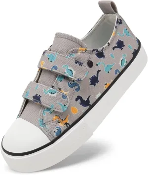 Toddler Canvas Shoes Girls Boys Sneakers Little Kids Walking Breathable Shoe Dual Hook and Loop Size 6-13