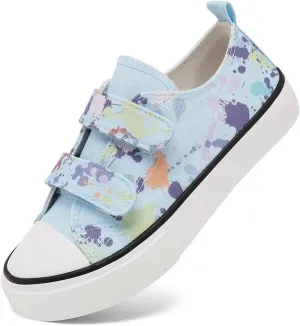 Toddler Canvas Shoes Girls Boys Sneakers Little Kids Walking Breathable Shoe Dual Hook and Loop Size 6-13