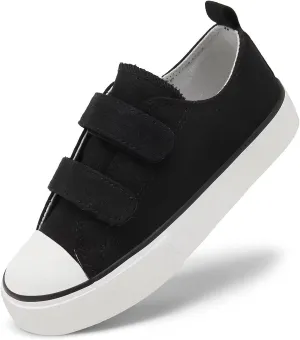 Toddler Canvas Shoes Girls Boys Sneakers Little Kids Walking Breathable Shoe Dual Hook and Loop Size 6-13