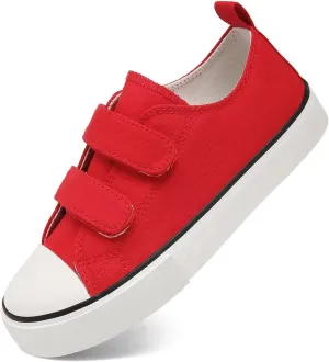 Toddler Canvas Shoes Girls Boys Sneakers Little Kids Walking Breathable Shoe Dual Hook and Loop Size 6-13