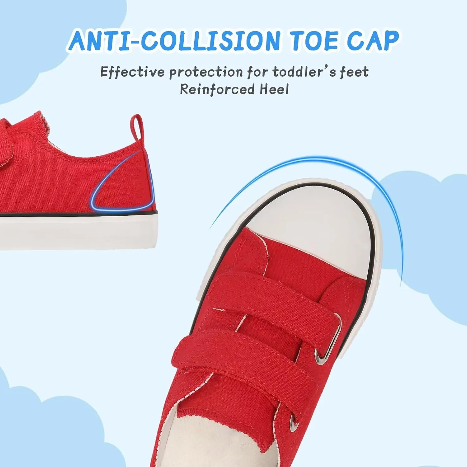 Toddler Canvas Shoes Girls Boys Sneakers Little Kids Walking Breathable Shoe Dual Hook and Loop Size 6-13