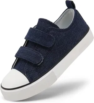 Toddler Canvas Shoes Girls Boys Sneakers Little Kids Walking Breathable Shoe Dual Hook and Loop Size 6-13