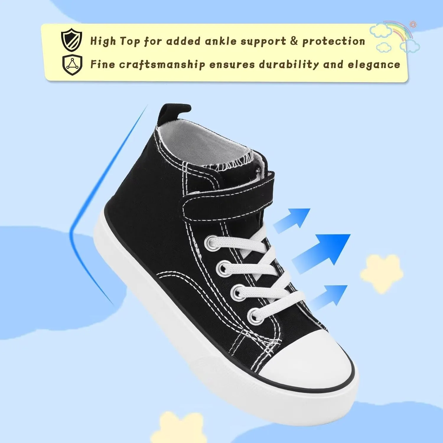 Toddler Canvas Shoes Girls High Top Sneakers Little Big Kids Boys Walking Cushioned Shoes Toddler 8-Big Kid 3