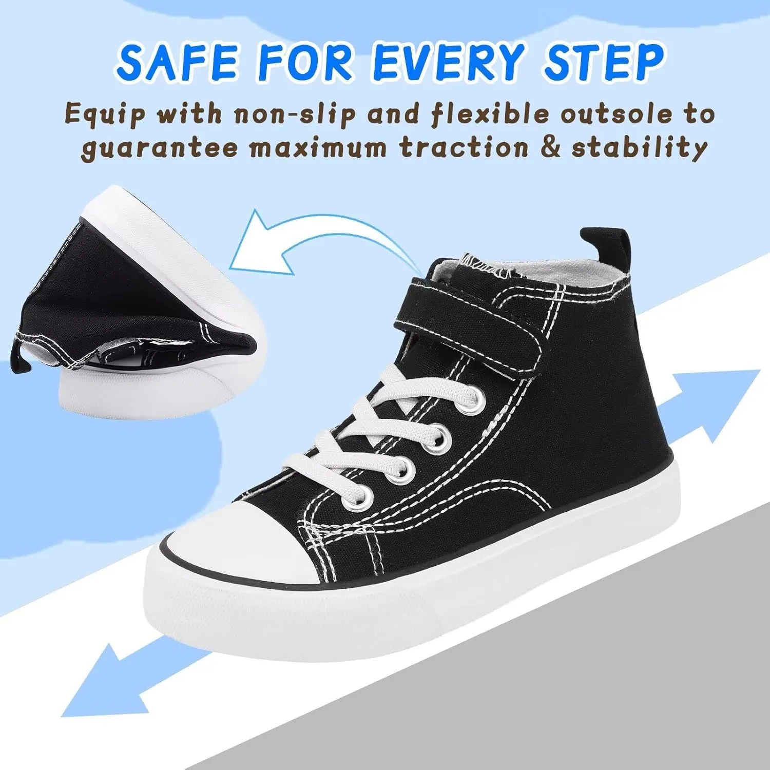 Toddler Canvas Shoes Girls High Top Sneakers Little Big Kids Boys Walking Cushioned Shoes Toddler 8-Big Kid 3