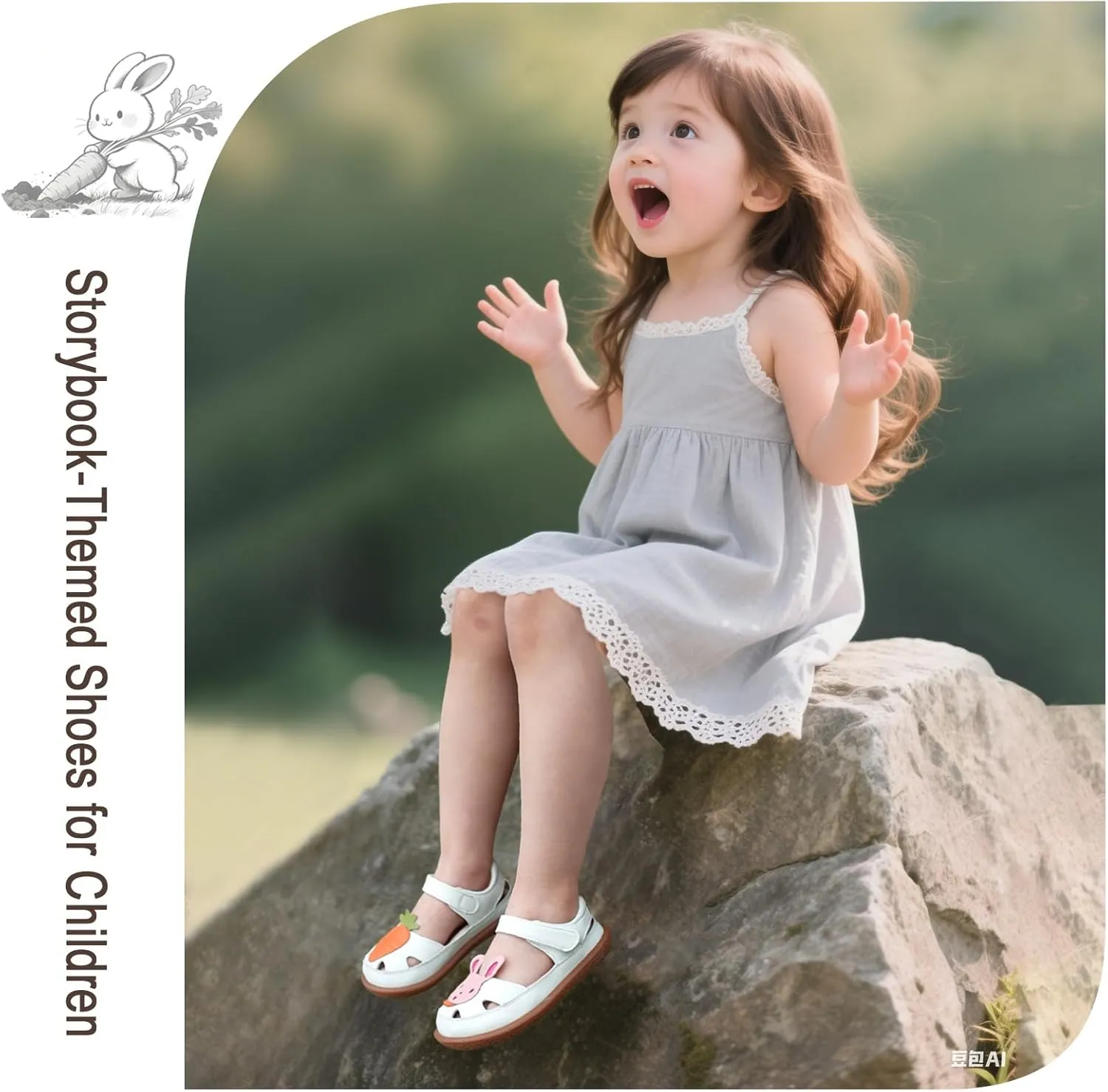 Toddler Girl Sandals with Flower, ‌Breathable Leather kids Closed Toe Sandals, Soft Rubber Non-Slip Summer Shoes for Little Girls 2-7 Years