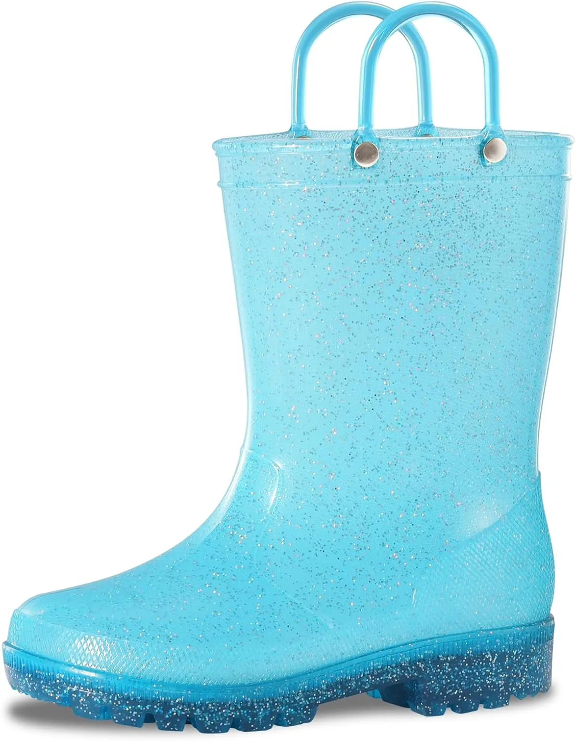 Toddler Rain Boots,Waterproof Glitter Kids Rain Boots with Easy-on Handles for Boys and Girls