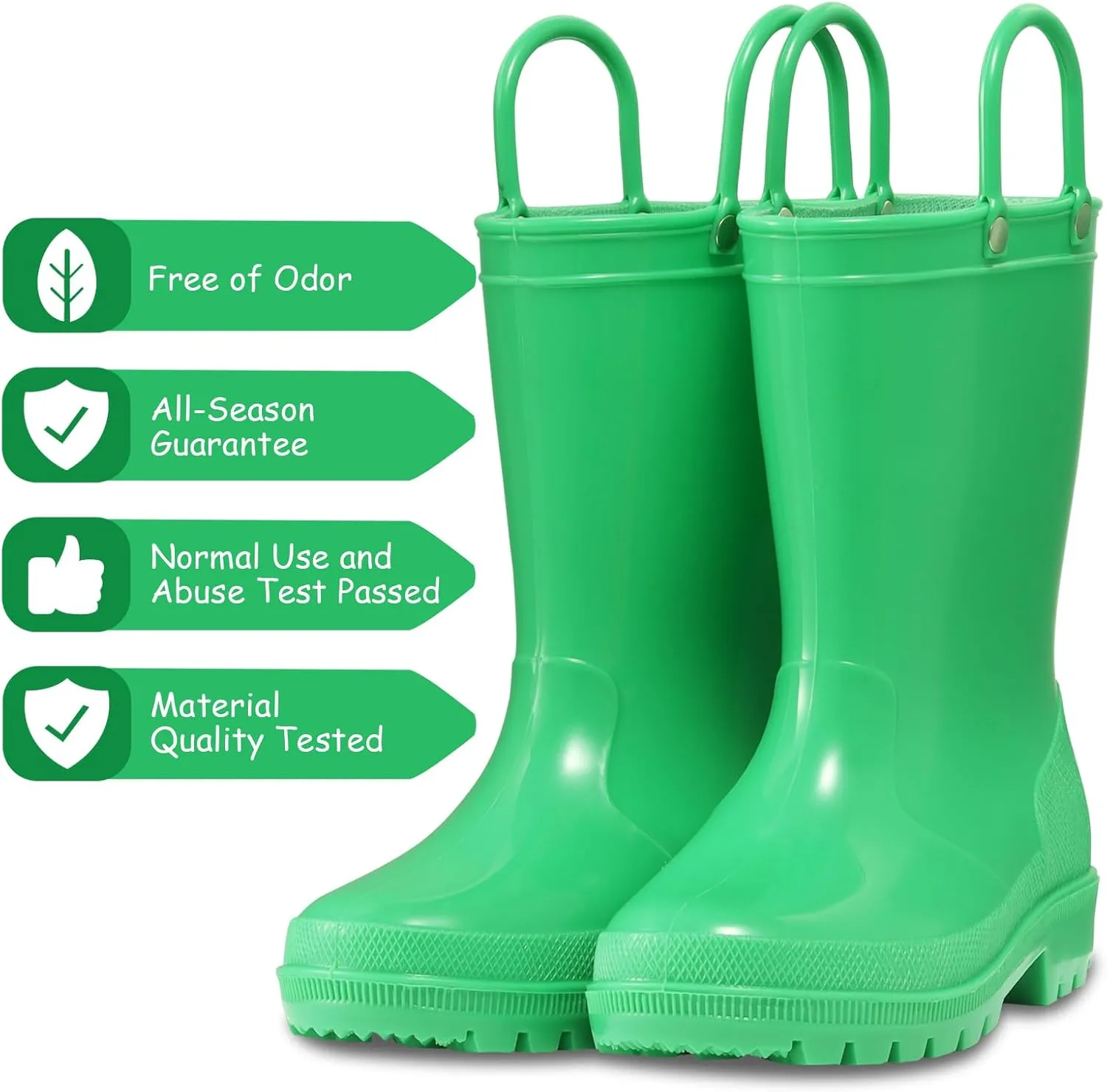 Toddler Rain Boots,Waterproof Kids Rain Boots with Easy-on Handles for Boys and Girls